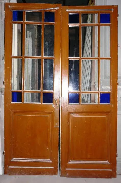 Double porte vitrée en sapin