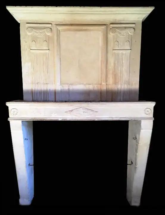 Cheminée ancienne Directoire à trumeau fleuri