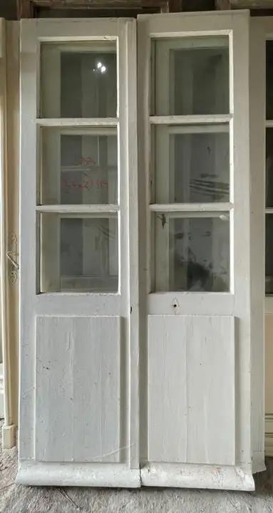Portes double vitrées, copie d'ancienne en bois exotique et verre épais